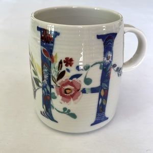 Starla M Halfmann "H" Mug Floral on Cream In Great Shape! Coffee, Tea